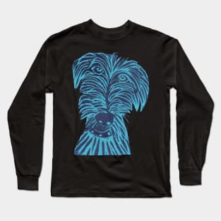 Dog,Scruffy Mutt, Blue Long Sleeve T-Shirt